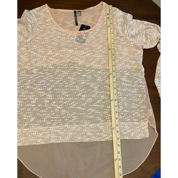Extra Touch Women Tunic Size 1X Peach Textured Long Sleeve Top Sheer Detail NEW - Picture 5 of 9